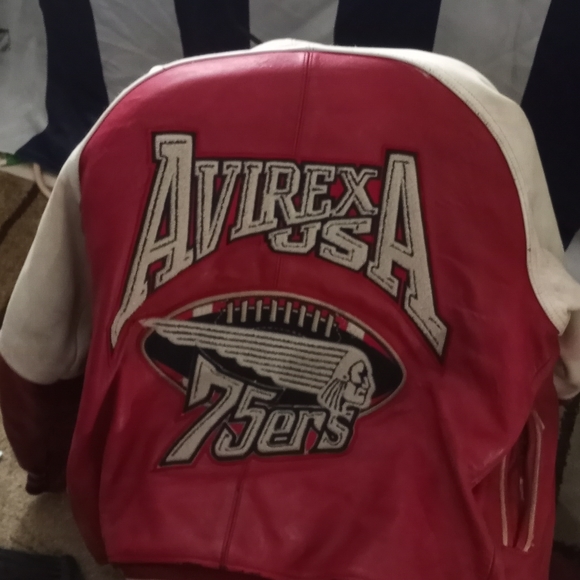 Alrex vintage 75 series red and white leather jacket 76ers - Picture 4 of 5